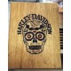 plaque harley davidson decorative en bois tete de mort mexicaine